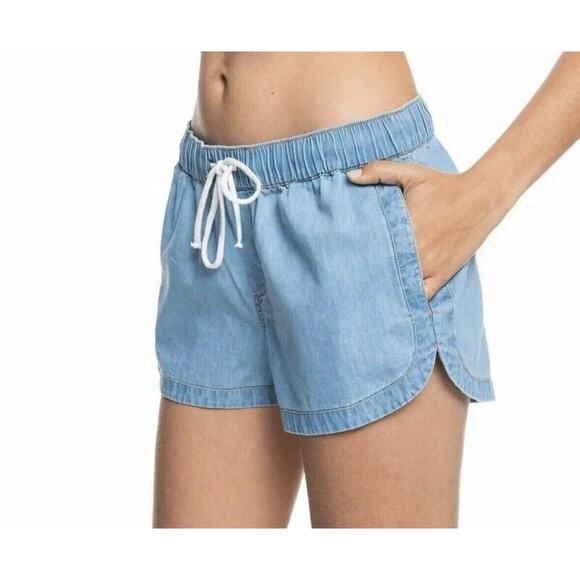 Roxy Womens New Impossible Denim Shorts Relaxed Fit Light Blue Size Small NEW - Picture 3 of 3